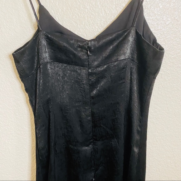 NEW Black Satin Slit Maxi Dress w/ Hook and eye - Picture 6 of 12